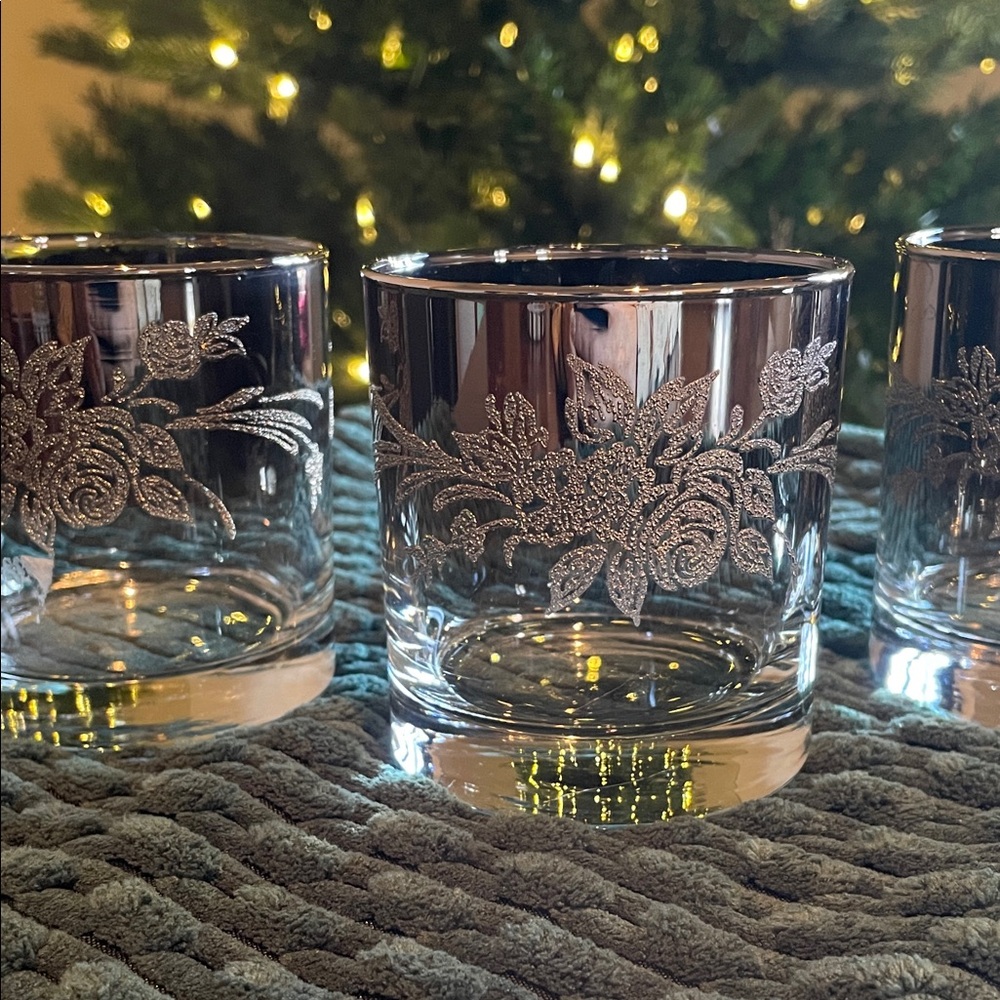Vintage MCM Vitreon Queen’s Lusterware Lowball Glass Set (4x)